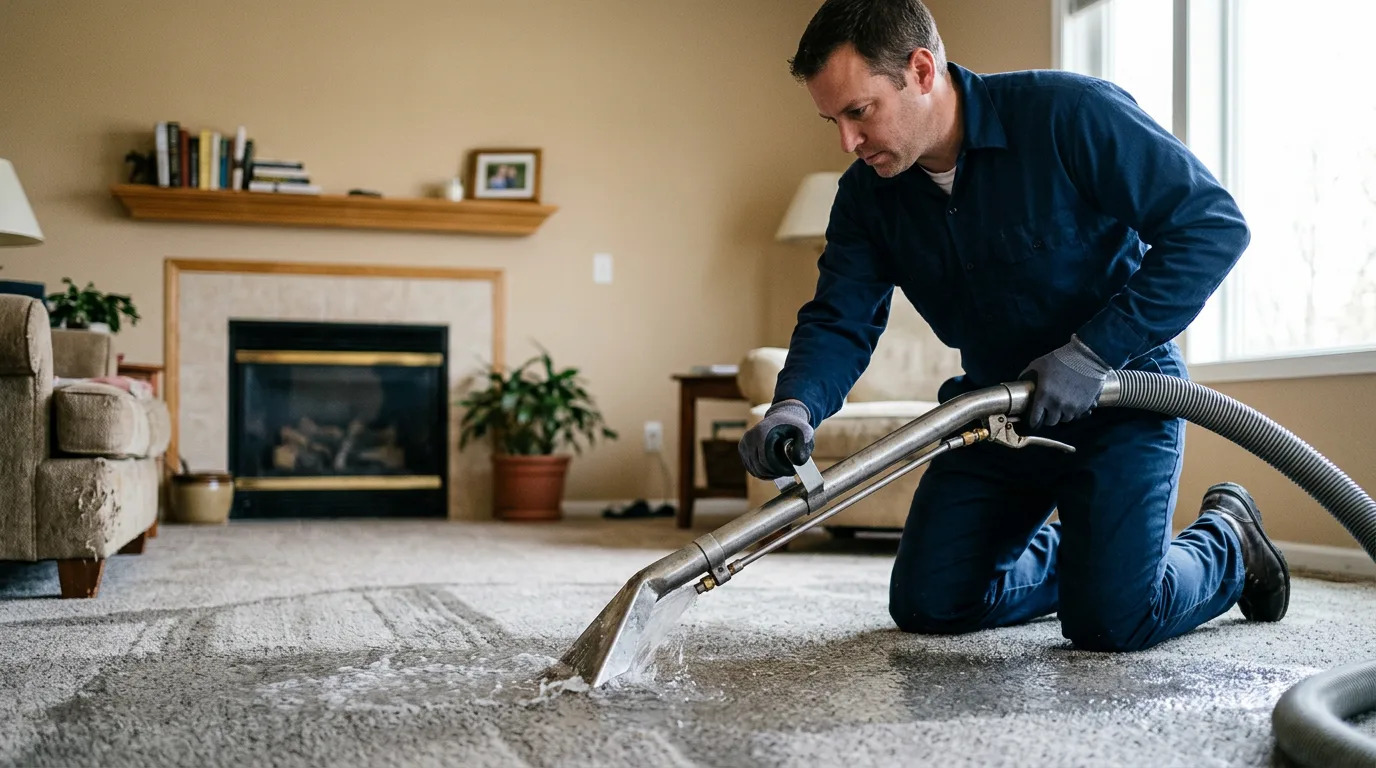 Water damage restoration technician working near Hillside, CO